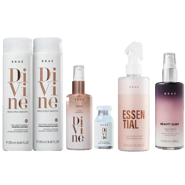 Brae Divine Kit Duo 250ml Serum Plume 60ml Ampola 13ml Essential 260ml e Beauty Sleep 100ml ÚNICO 7