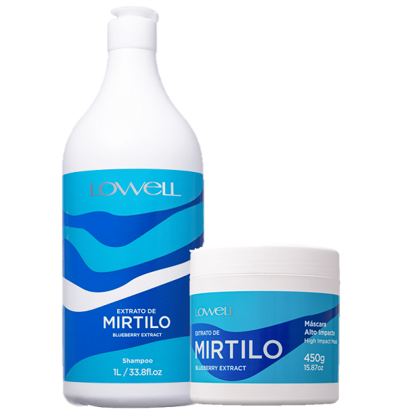 Lowell Extrato de Mirtilo Shampoo 1L e Mascara 450g ÚNICO 1