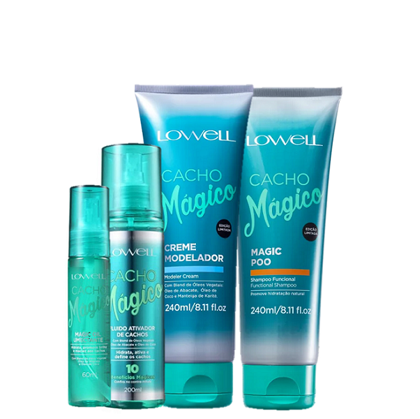 Lowell Cacho Magico Shampoo 240ml Creme Modelador 240ml Oleo 60ml e Fluido 100ml ÚNICO 7