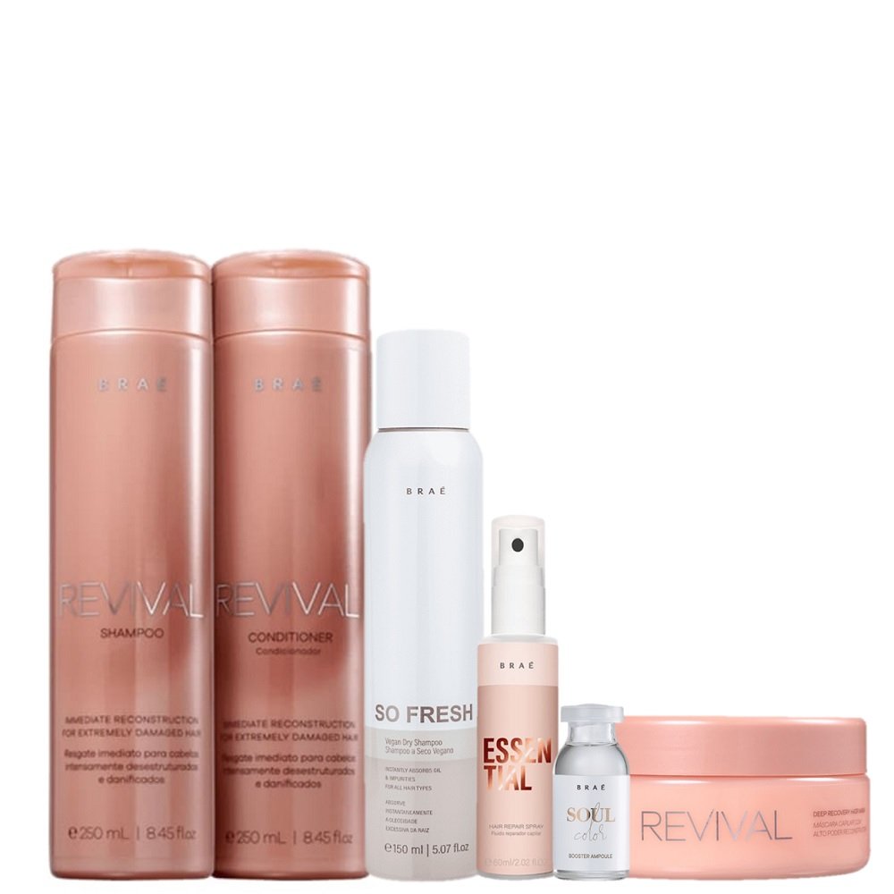 Kit Brae Revival Tratamento Capilar Completo Color Booster (6 Produtos) ÚNICO 1