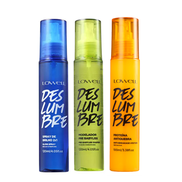 Lowell Deslumbre Kit Spray de Brilho 120ml Pre Baby Liss 120ml e Proteina Anti Quebra 100ml 3 Produtos ÚNICO 5