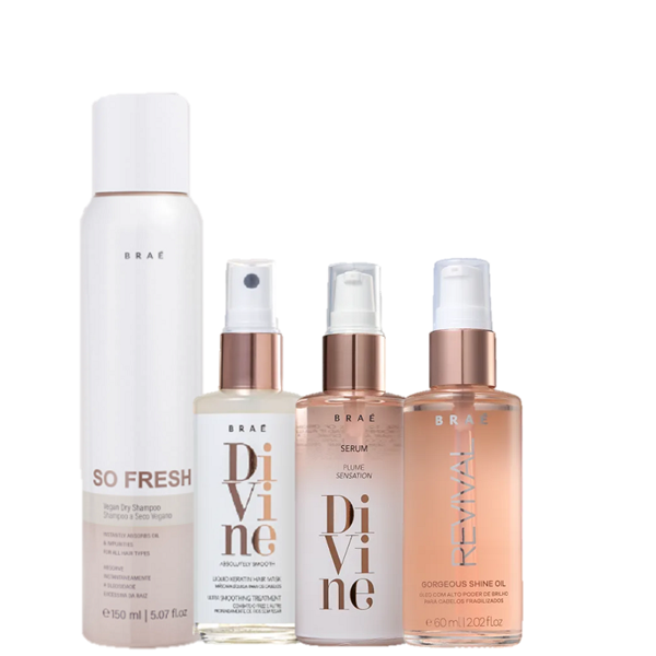 BRAE Kit Finalizadores Shine Oil 60ml Plume 60ml Queratina 60ml e So Fresh 150ml ÚNICO 1