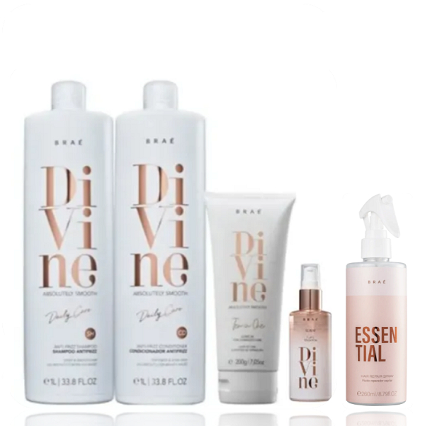 Brae Divine Shampoo+Condicionador 1L+Leave-in 200g+Serum 60ml+Essential 260ml ÚNICO 1