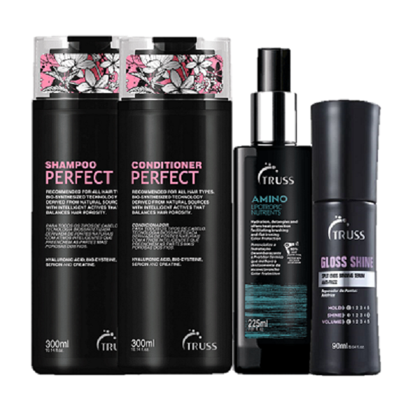 Truss Perfect Kit Shampoo 300ml Condicionador 300ml Amino 225ml Gloss Shine 90ml ÚNICO 1