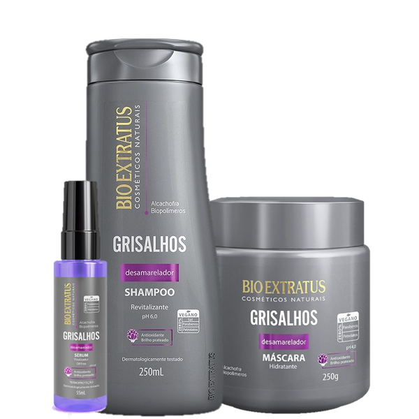 Bio Extratus Grisalhos Kit Mascara Capilar Shampoo e Serum ÚNICO 1