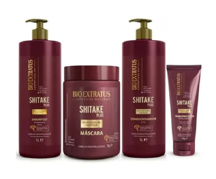 Bio Extratus Shitake Plus (Shampoo+Condicionador 1L+Mascara 1Kg+Finalizador Termoprotetor 200g) ÚNICO 6