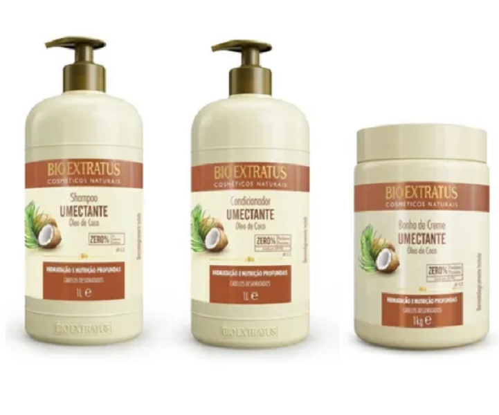 Bio Extratus Umectante Oleo de Coco (Shampoo+Condicionador+Banho de Creme 1L) ÚNICO 1