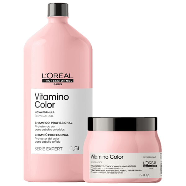LOreal Professionnel Serie Expert Vitamino Color Resveratrol Shampoo 1500ml e Mascara 500g ÚNICO 5