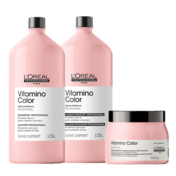 Kit LOreal Professionnel Serie Expert Vitamino Color Resveratrol Duo 1,5L + Mascara 500g (3 Produtos) ÚNICO 6