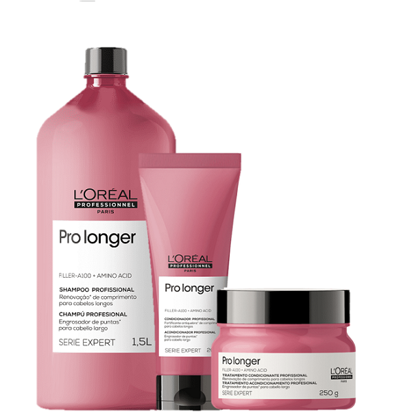 Kit LOreal Professionnel Serie Expert Pro Longer Shampoo 1,5L + Condicionador 200ml + Mascara 250g (3 Produtos) ÚNICO 1