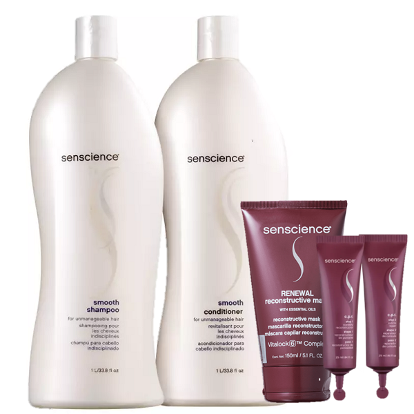 Senscience Smooth Duo 1L Renewal Mask 150ml e CPR Tratamento Reconstrutor 2x25ml ÚNICO 1