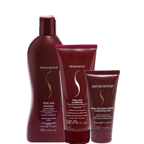 Senscience True Hue Shampoo 280ml Condicionador 240ml e Inner Restore Intensif 50ml ÚNICO 6