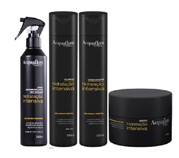 Acquaflora Hidratacao Intensiva Shampoo+Cond 300ml+Masc 250ml+Spray s/ Enxague 240ml ÚNICO 6