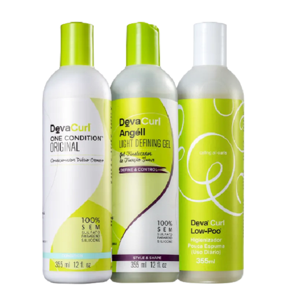 Deva Curl Shampoo Low-Poo+Condicionador One Condition+Leave-In Angell 355ml ÚNICO 1