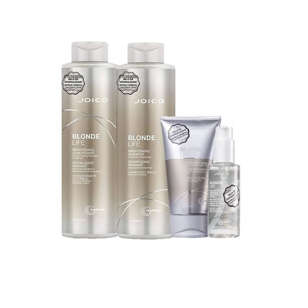 Joico Blonde Life Brightening Shampoo 1L Condicionador 1L Mascara 150ml Oil 100ml ÚNICO 7