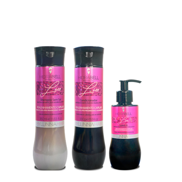 Hidrabell Liss - Shampoo 350ml+Condicionador 330g+Leave-in 200g ÚNICO 1