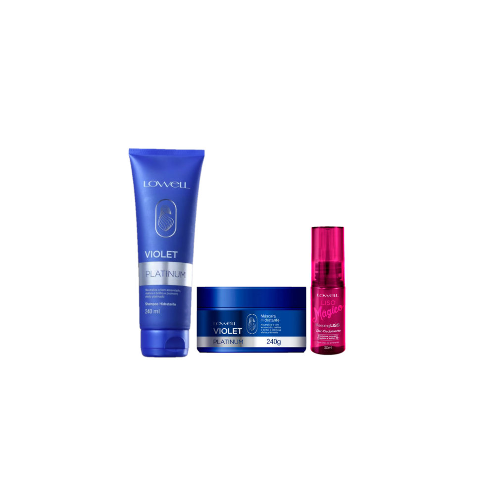 Kit Lowell Violet Platinum Liso Magico e Mascara Matizadora (3 produtos)