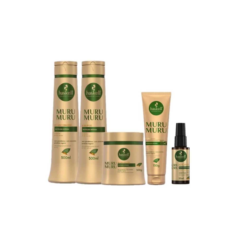 Kit Haskell Murumuru Dupla Mascara Manteiga Nutritiva Nectar Leave In Polpa Creme ÚNICO 6