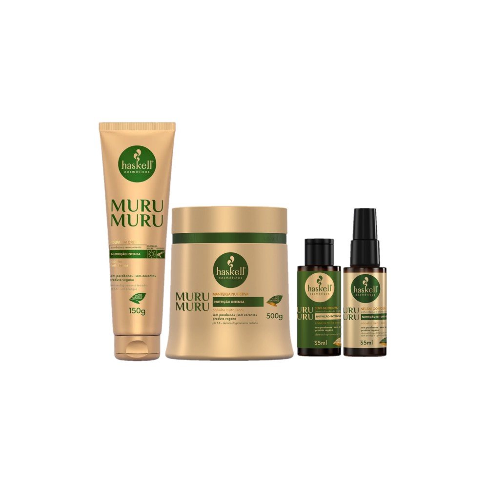 Kit Haskell Murumuru Mascara Manteiga Nutritiva LeaveIn Nectar Seiva (4 produtos) ÚNICO