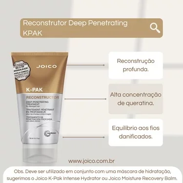 Kit Joico K-Pak Deep Penetrating - Tratamento de Reconstrucao Profunda 150ml (2 unidades) ÚNICO 3