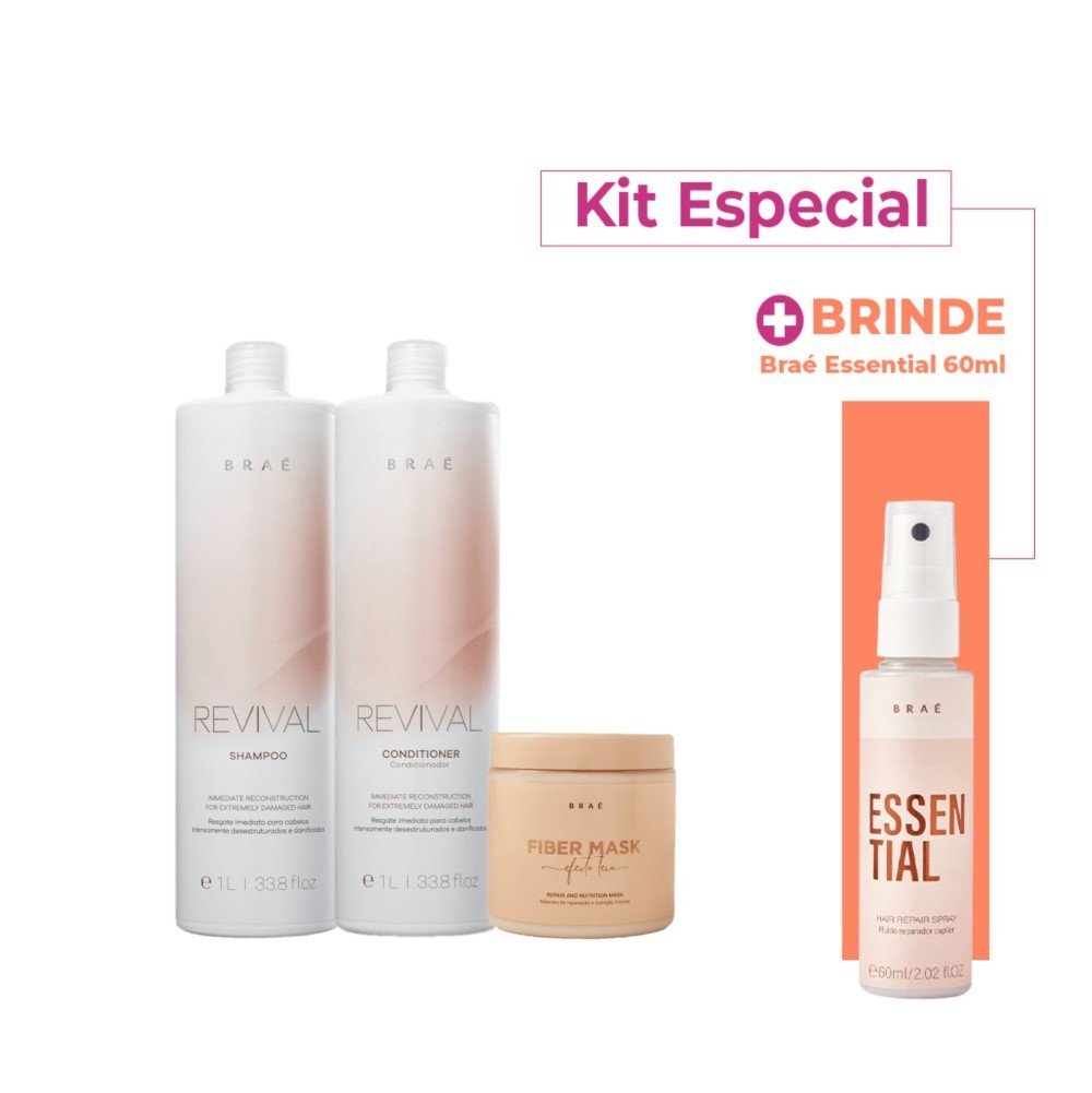 Kit Brae Revival Renovacao Fiber Mask Salon  Especial (3 Produtos) ÚNICO 1