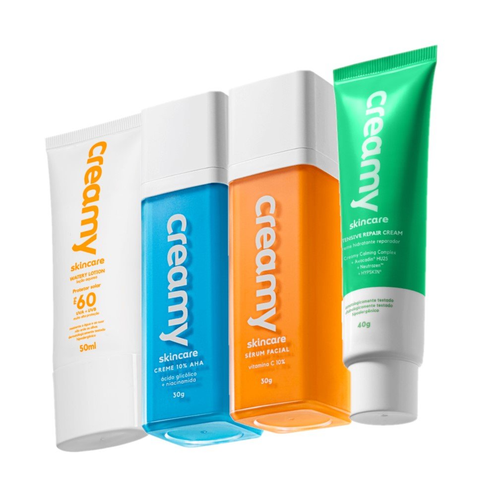 Kit Creamy Skincare Vitamina C Glocolico Hidratante Reparador Protetor Facial FPS60 (4 produtos) Único 1