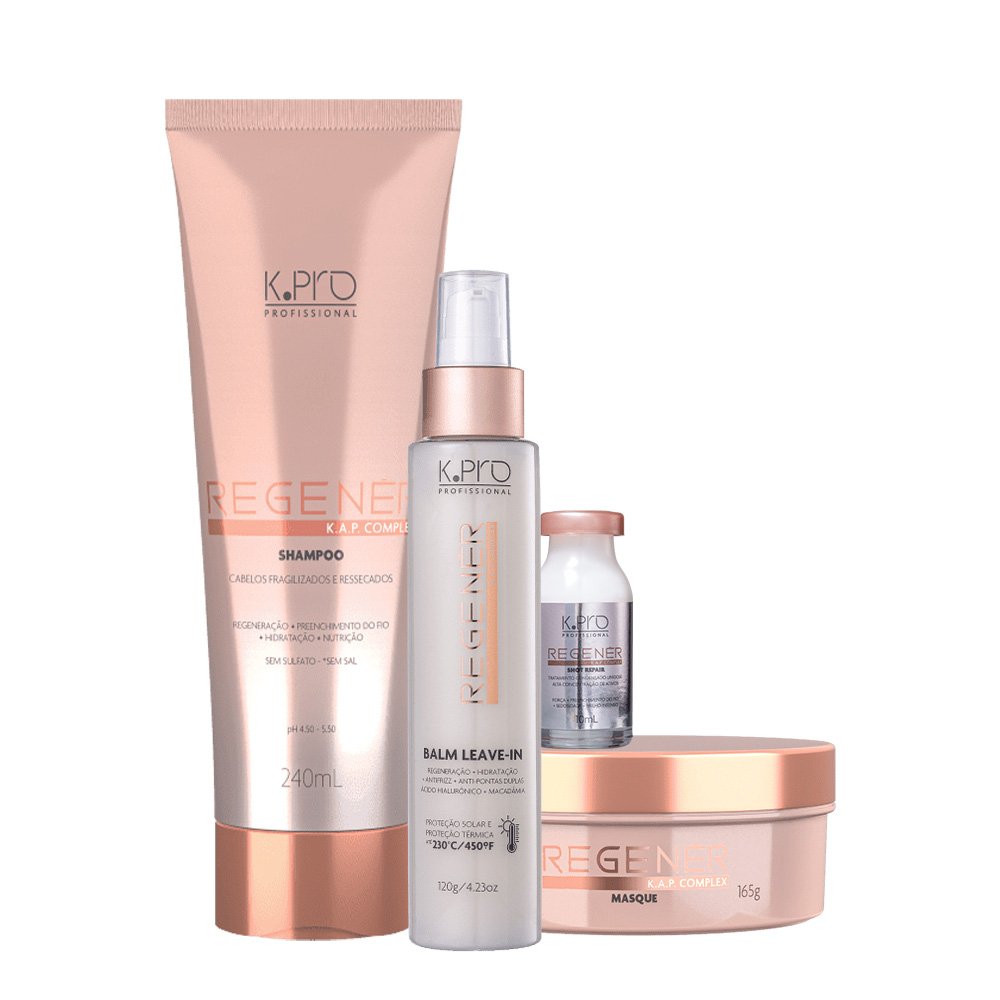 Kit K.Pro Profissional Regener Shampoo Mascara Leave-in Ampola (4 produtos) ÚNICO 1