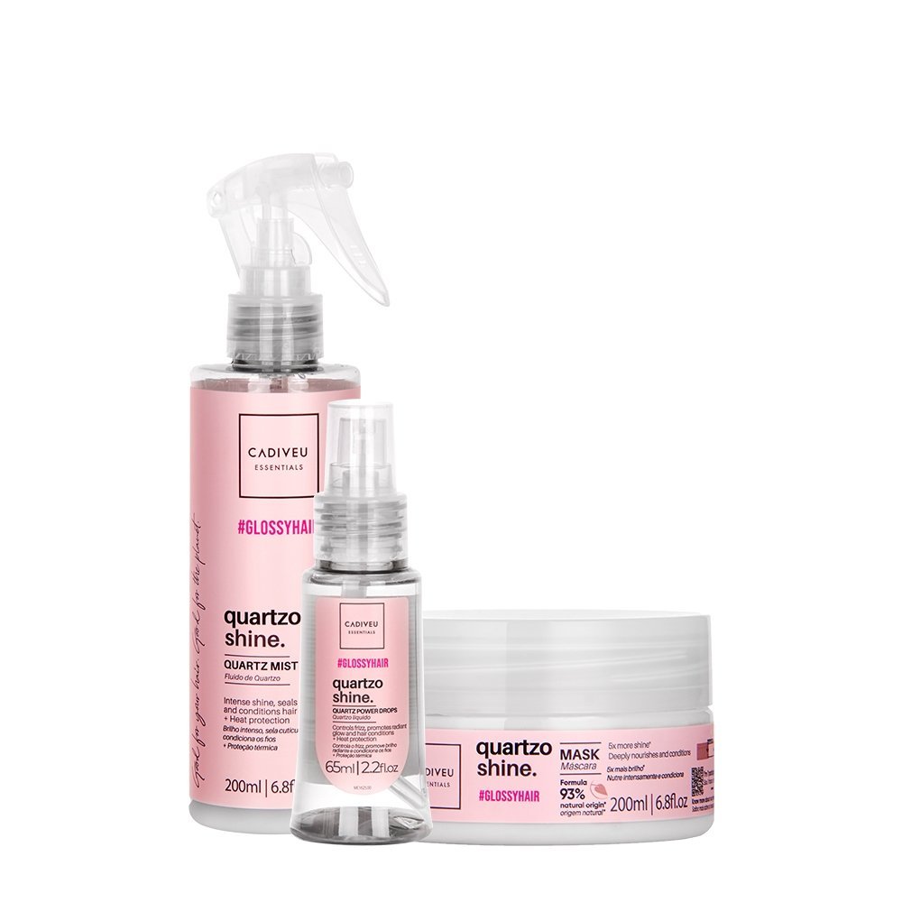 Kit Cadiveu Essentials Quartzo Shine Fluido Oleo e Mascara (3 produtos)