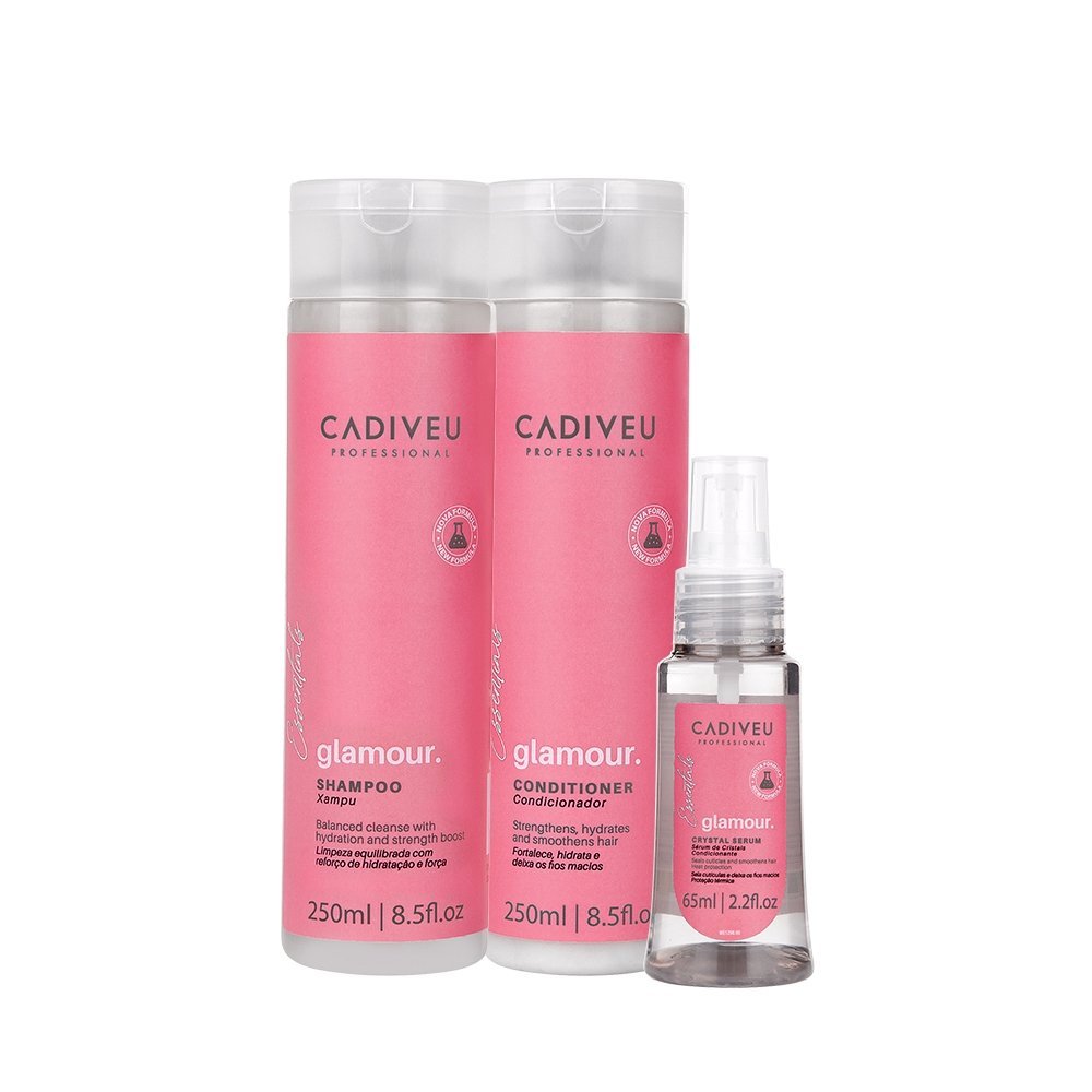Kit Cadiveu Profissional Essentials Glamour Shampoo Condicionador e Serum (3 produtos)
