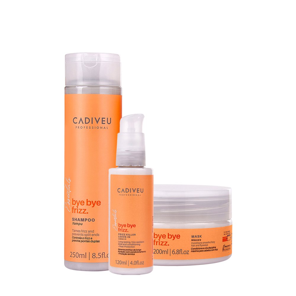 Kit Cadiveu Professional Bye Bye Frizz  Shampoo Leave-in e Mascara (3 produtos) ÚNICO 1