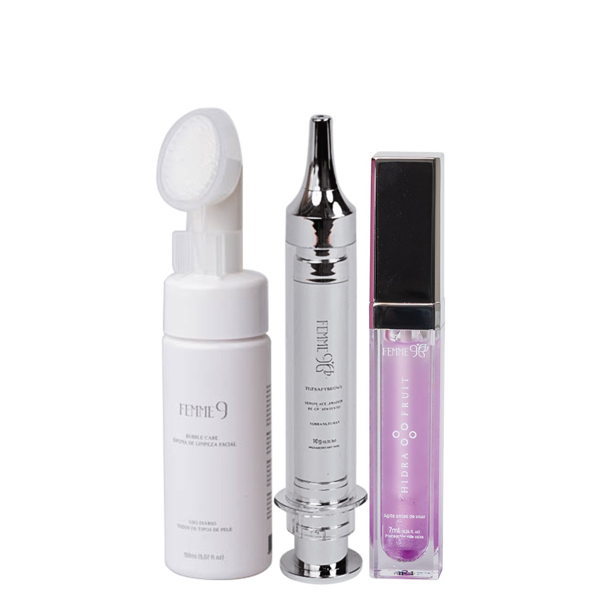 Kit Femme9 Espuma de Limpeza Serum Acelerador e Hidra Gloss Tutti Frutti (3 produtos) ÚNICO 1