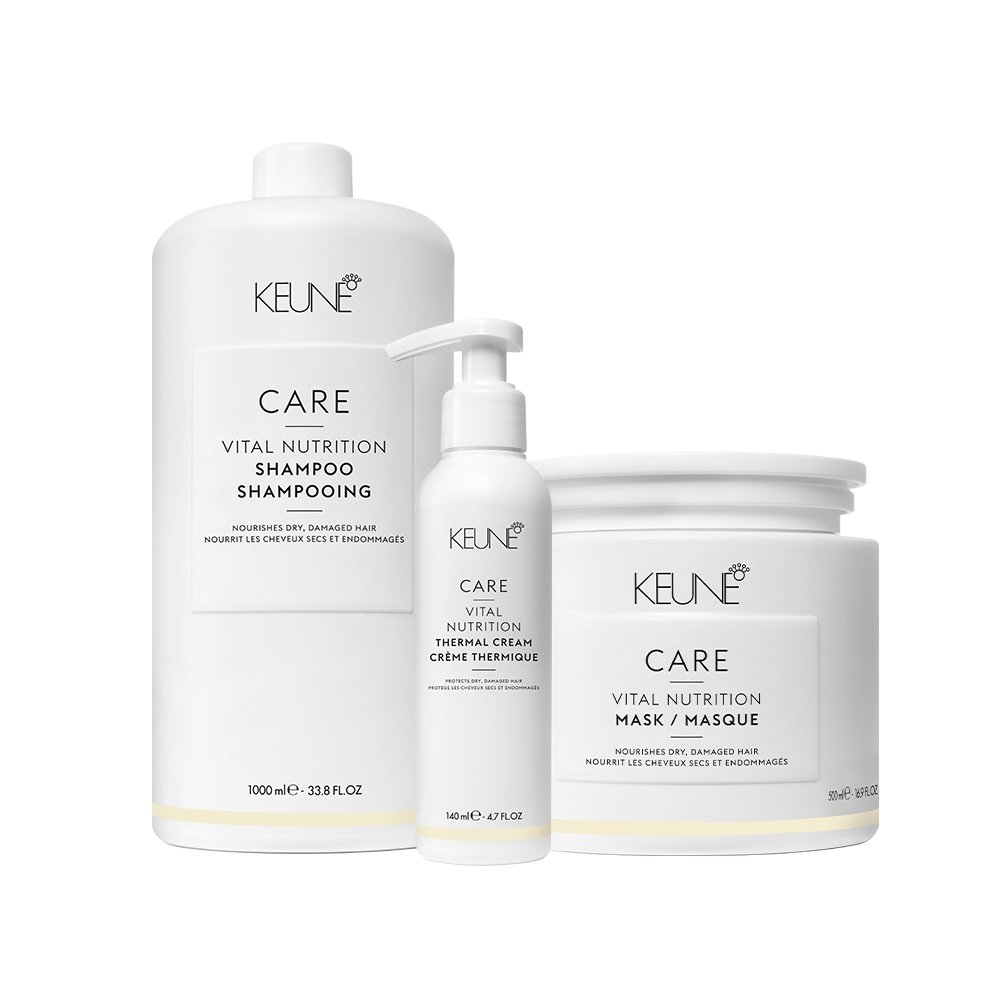 Kit Keune Care Vital Nutrition Shampoo Litro Mascara Thermal Cream (3 produtos)