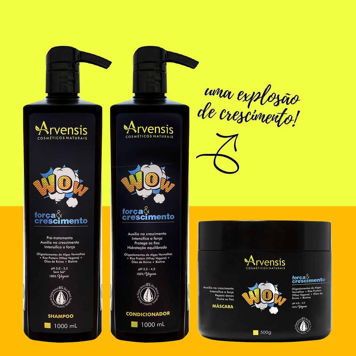 Arvensis Wow Forca e Crescimento - Condicionador 1l 1L 2