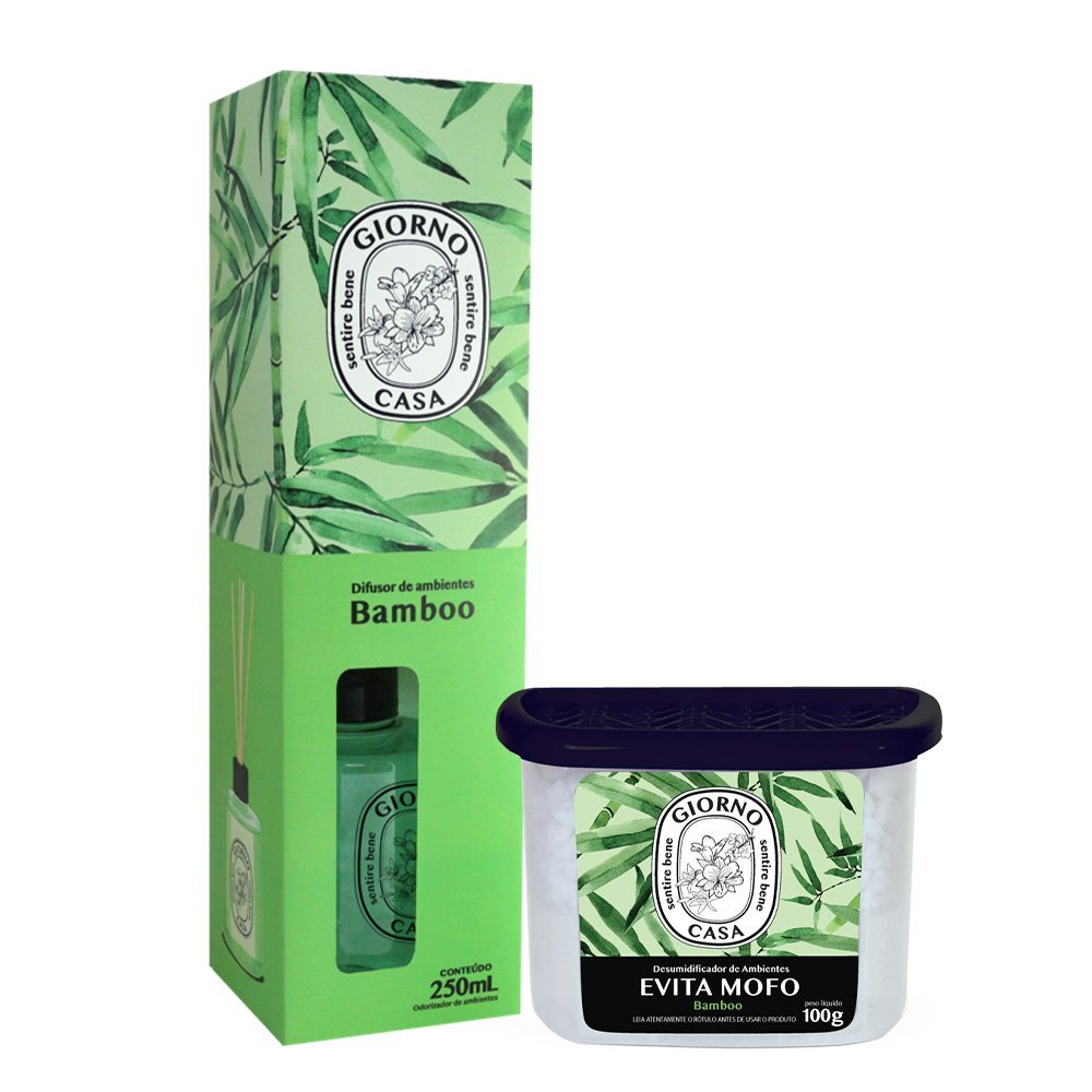 Kit Giorno Casa Sentire Bene Bamboo Difusor e Desumidificador de Ambientes (2 produtos) ÚNICO 1
