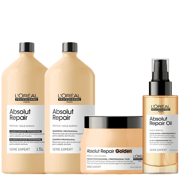 Kit LOreal Professionnel Absolut Repair Salon Golden Quarteto (4 Produtos) ÚNICO 2
