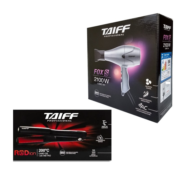 Taiff Secador Fox Ion S 2100w 220V+Elegance Red Ion 200C Bivolt