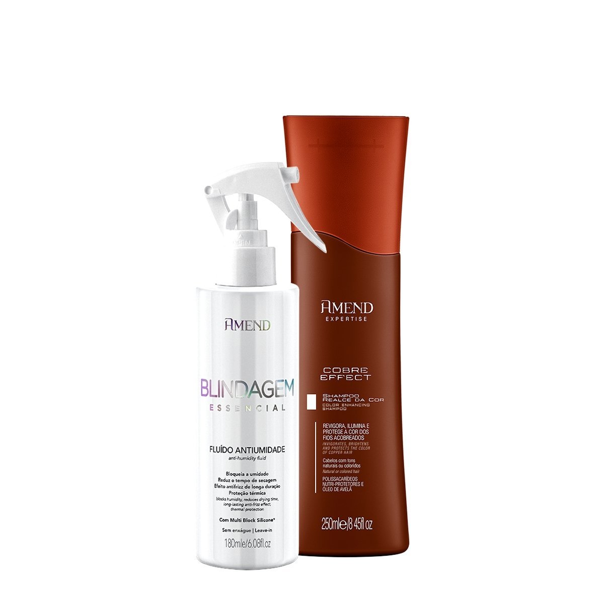 Kit Amend Realce da Cor Cobre Effect Cabelos Iluminados Shampoo e Fluido Antiumidade (2 produtos)