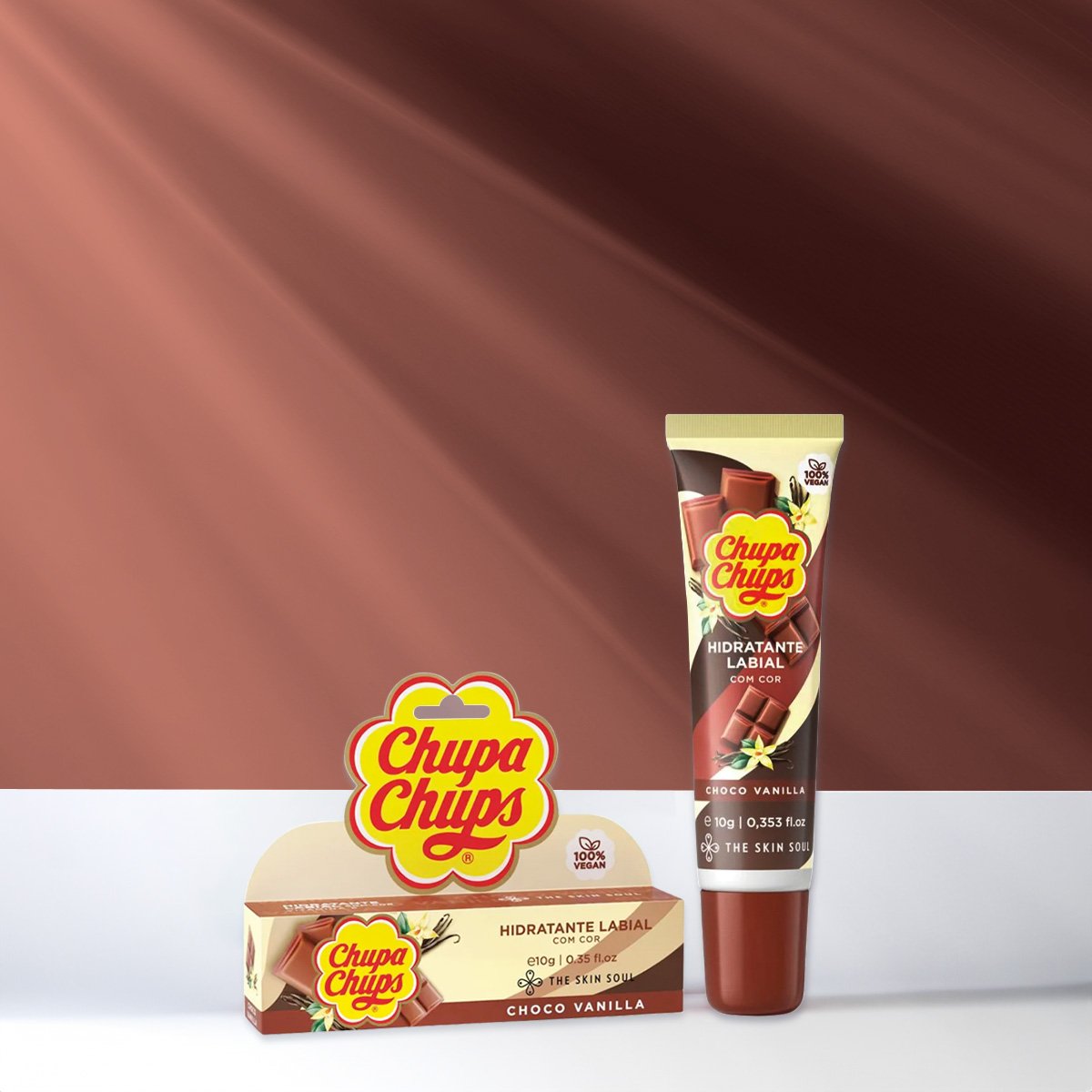 Chupa Chups Choco Vanilla Com Cor Hidratante Labial 10g ÚNICO