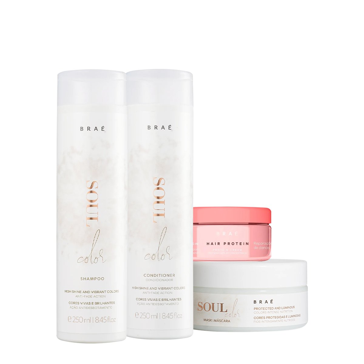 Kit Brae Soul Color Shampoo Condicionador Mascara e Hair Protein (4 produtos) ÚNICO 1
