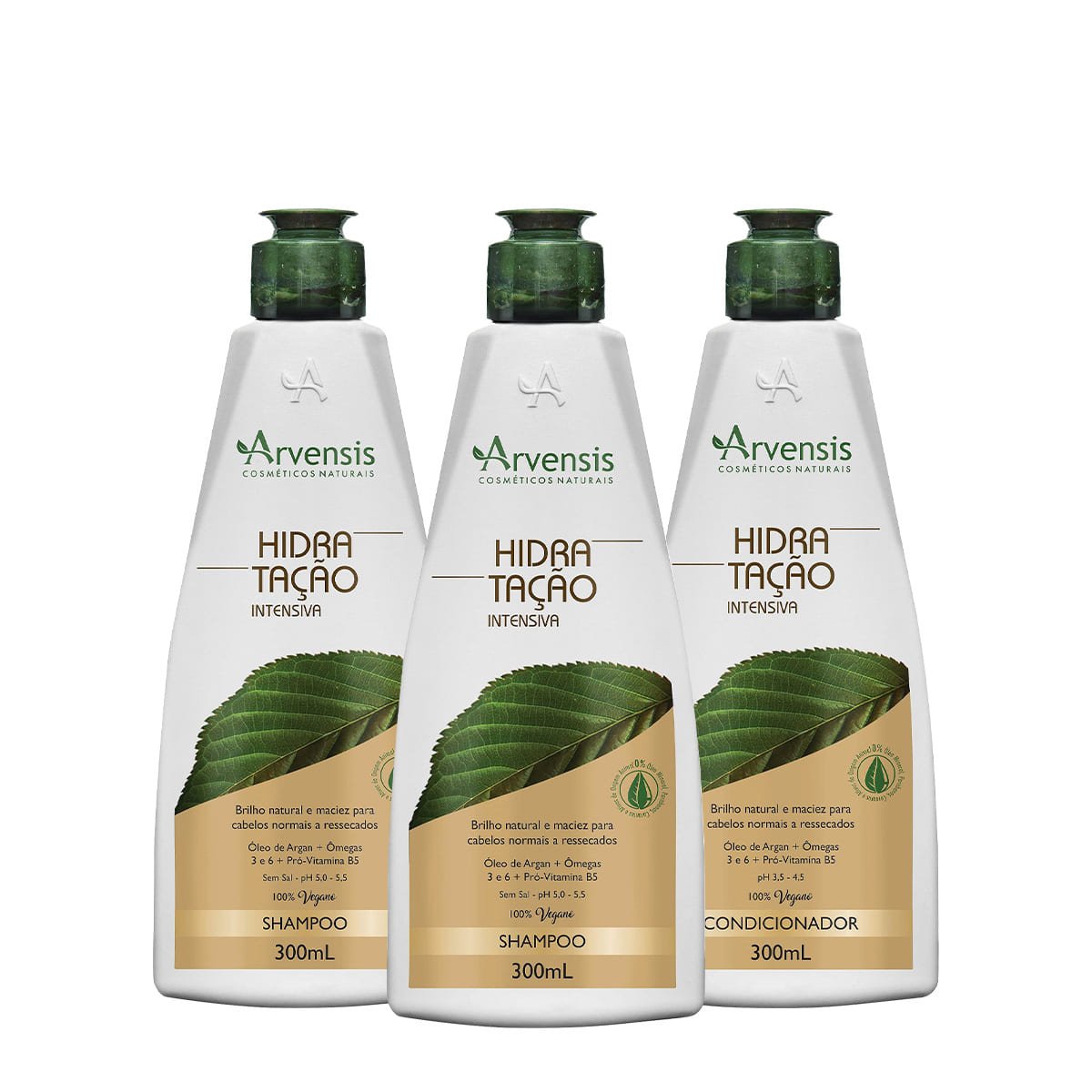 Kit Arvensis Cosmeticos Naturais Hidratacao Intensiva Shampoo Extra e Condicionador (3 produtos)