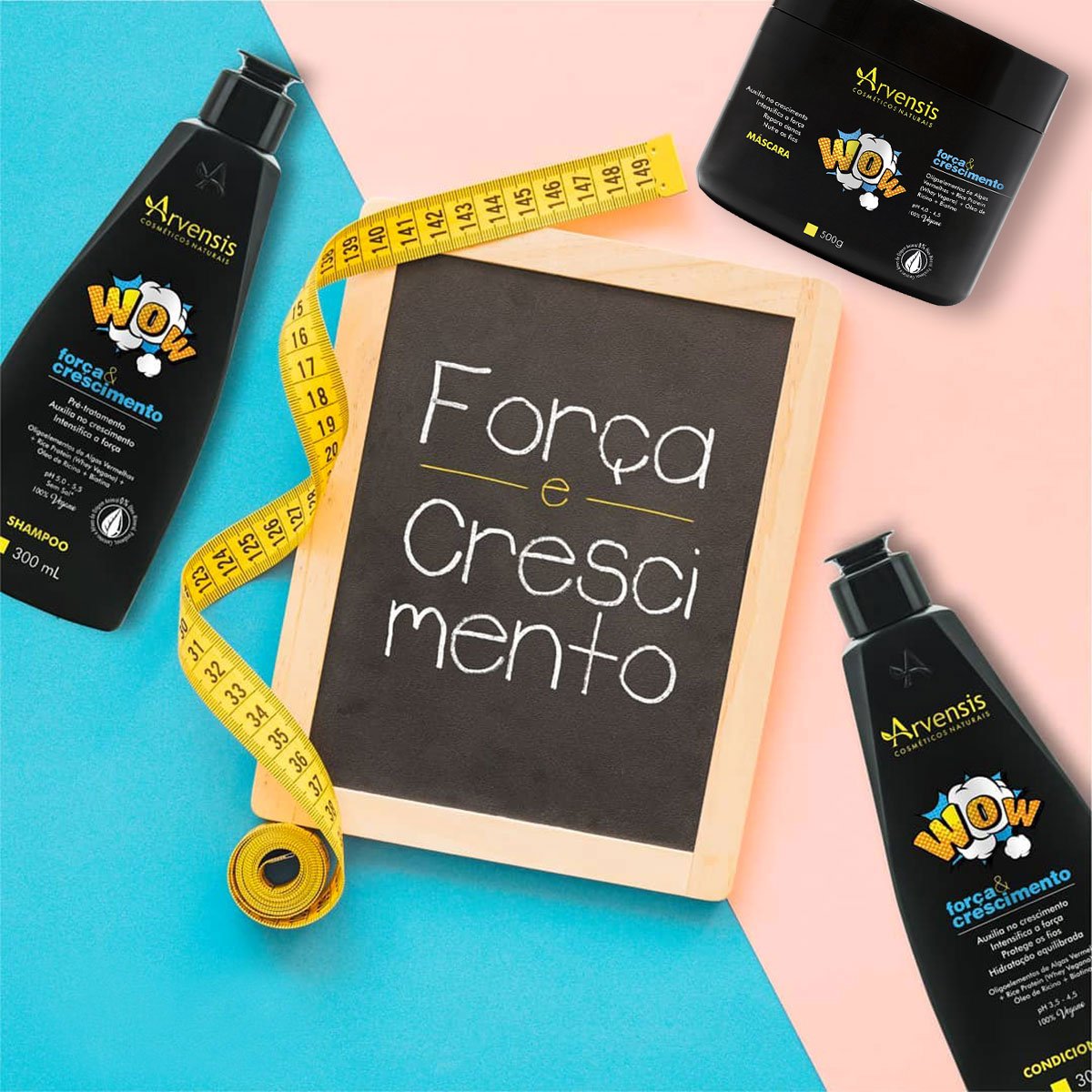 Kit Arvensis Wow Forca e Crescimento Shampoo Condicionador e Mascara Grande (3 produtos) ÚNICO 2