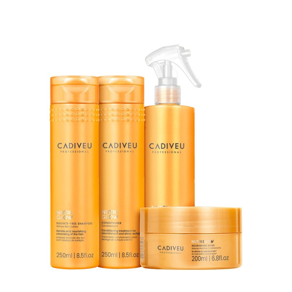 Kit Cadiveu Nutri Glow Shampoo Condicionador Leave-in e Mascara (4 produtos)