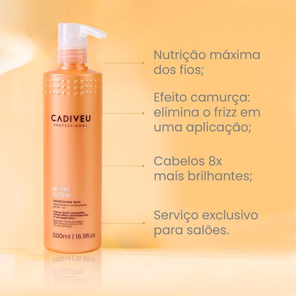 Kit Cadiveu Professional Nutri Glow Shampoo Condicionador Mascara e Cera Nutritiva (4 produtos) ÚNICO 4