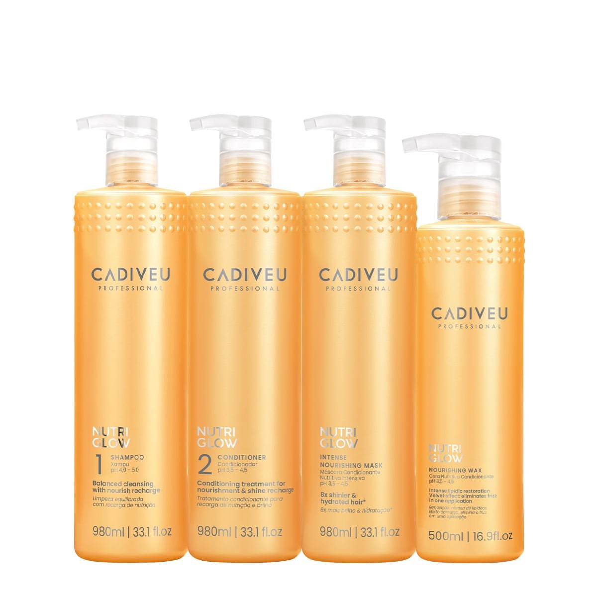 Kit Cadiveu Professional Nutri Glow Shampoo Condicionador Mascara e Cera Nutritiva (4 produtos) ÚNICO 6