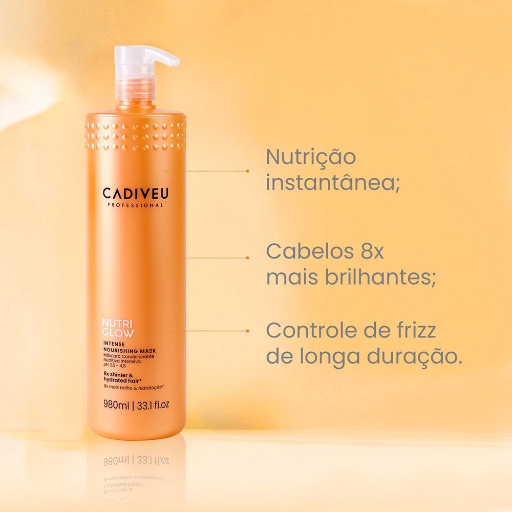 Kit Cadiveu Professional Nutri Glow Shampoo Condicionador Mascara e Cera Nutritiva (4 produtos) ÚNICO 9
