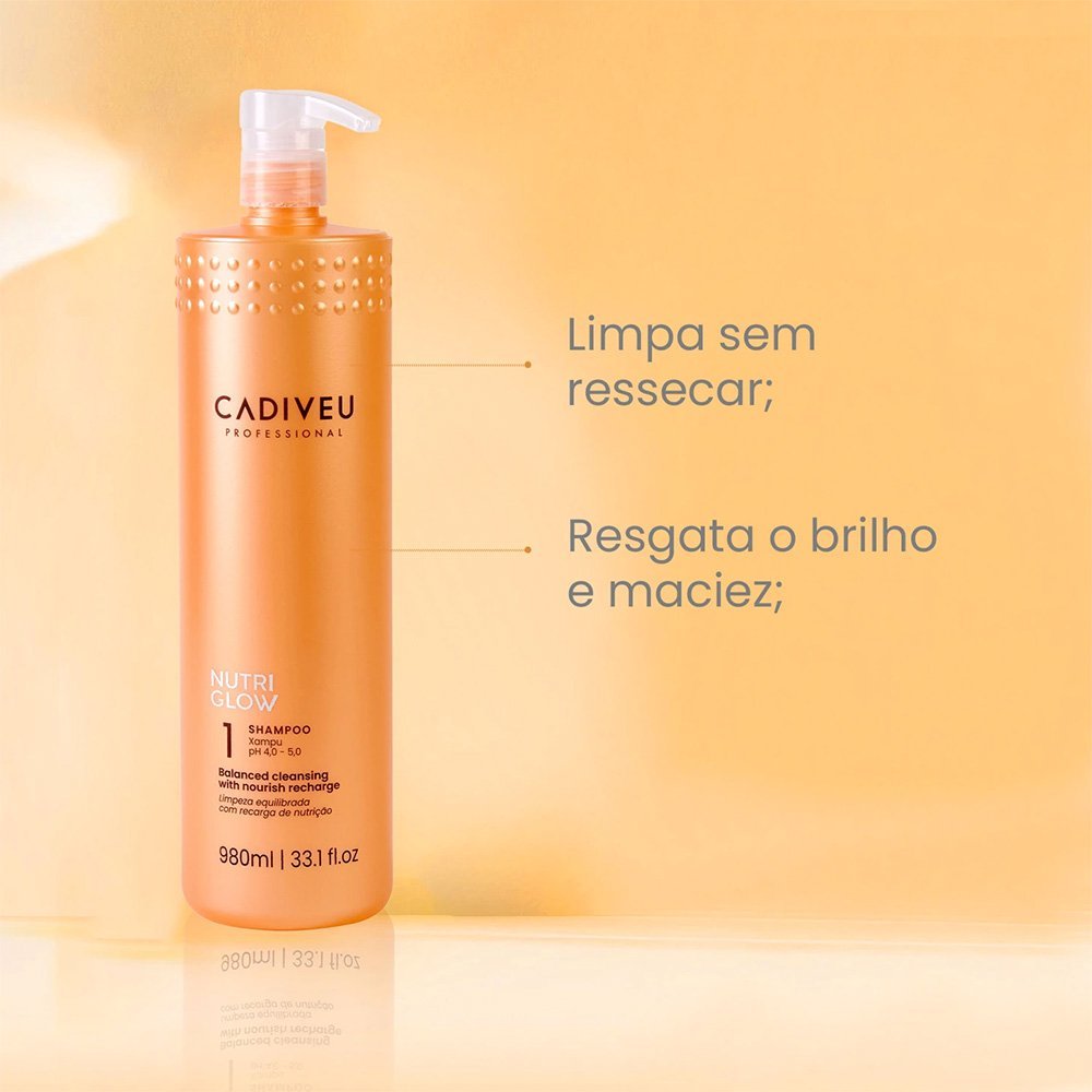 Kit Cadiveu Professional Nutri Glow Shampoo Condicionador Mascara e Cera Nutritiva (4 produtos) ÚNICO 10