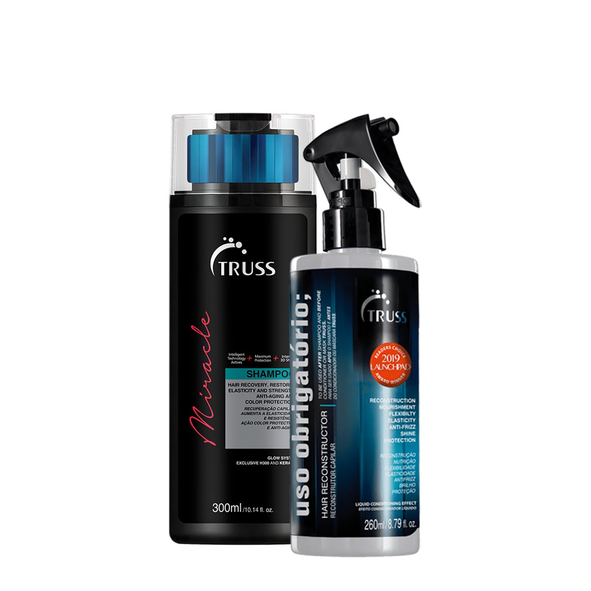 Kit Truss Miracle Shampoo e Tratamento Reconstrutor Uso Obrigatorio (2 produtos) ÚNICO 1