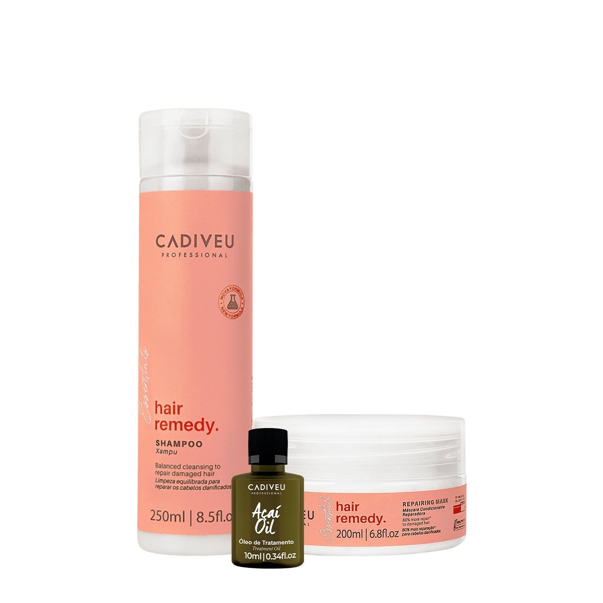 Kit Cadiveu Essentials Hair Remedy Shampoo Mascara e Acai Oil (3 produtos)
