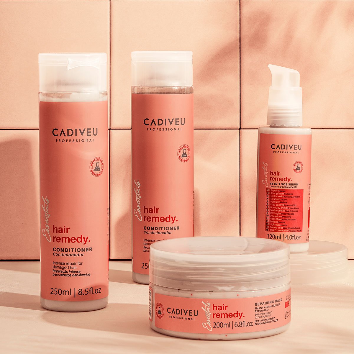 Kit Cadiveu Essentials Hair Remedy Shampoo Condicionador  Leave-in Serum e Acai Oil (4 produtos) ÚNICO 2