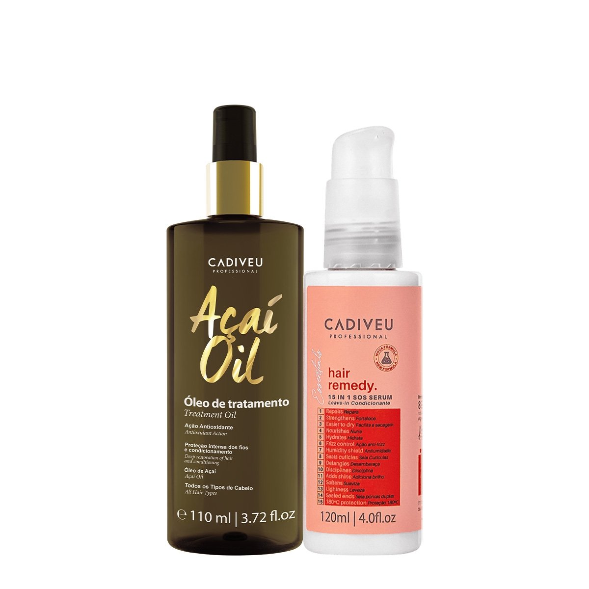 Kit Cadiveu Professional Essentials Hair Remedy Leave-in Serum e Acai Oil 110 (2 produtos) ÚNICO 1